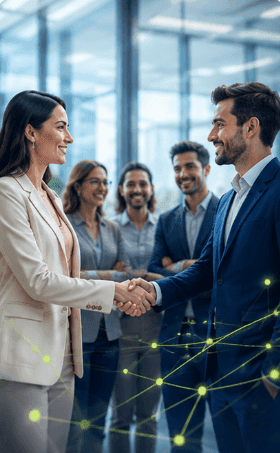 Equipo de trabajo en reunion para contratar talento